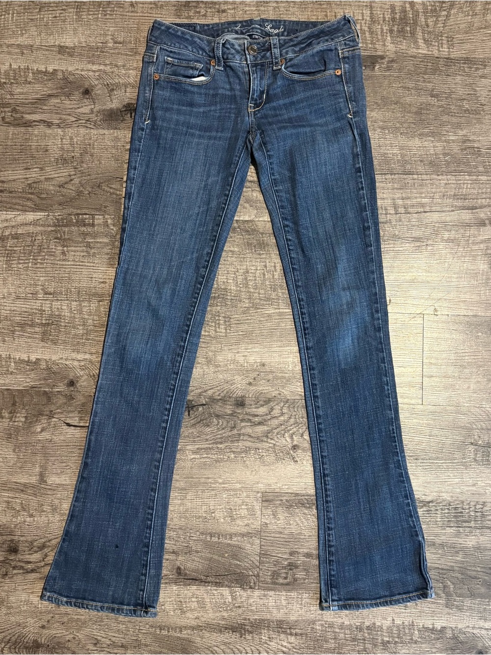 American Eagle Jeans Women’s 2 Long Blue Skinny Kick Sequin Pockets
